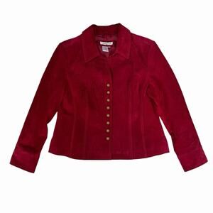 VTG Coldwater Creek Red Suede Jacket, Petite Large, Snap Buttons